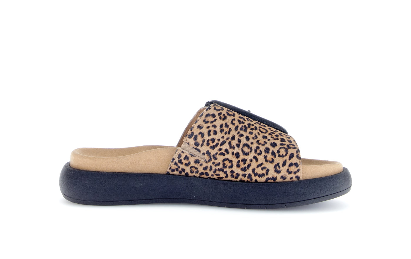 GABOR - 63.751.32 VELCRO BUCKLE SLIDER - LEOPARD PRINT/BLACK LEATHER