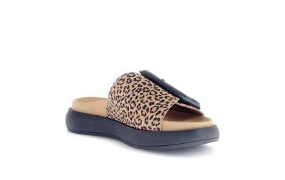 GABOR - 63.751.32 VELCRO BUCKLE SLIDER - LEOPARD PRINT/BLACK LEATHER