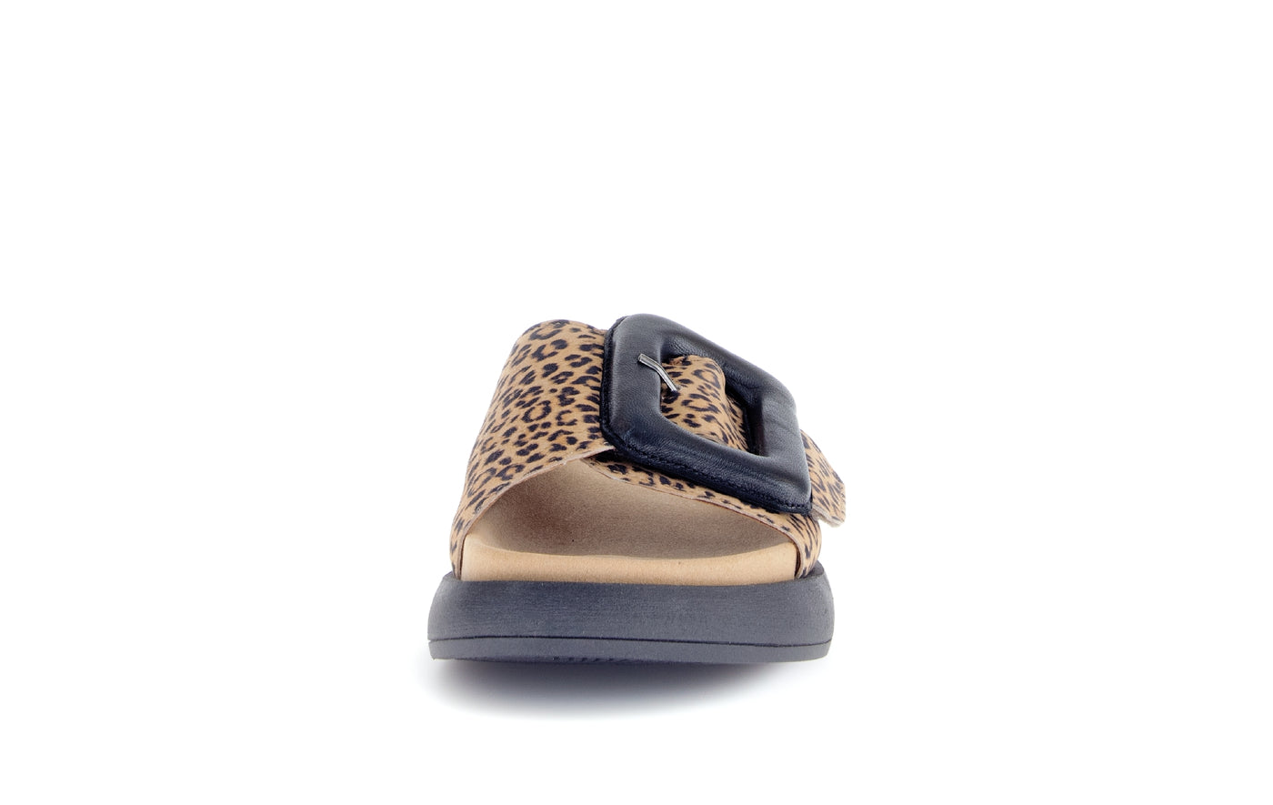 GABOR - 63.751.32 VELCRO BUCKLE SLIDER - LEOPARD PRINT/BLACK LEATHER