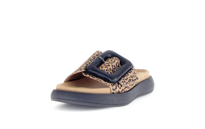 GABOR - 63.751.32 VELCRO BUCKLE SLIDER - LEOPARD PRINT/BLACK LEATHER