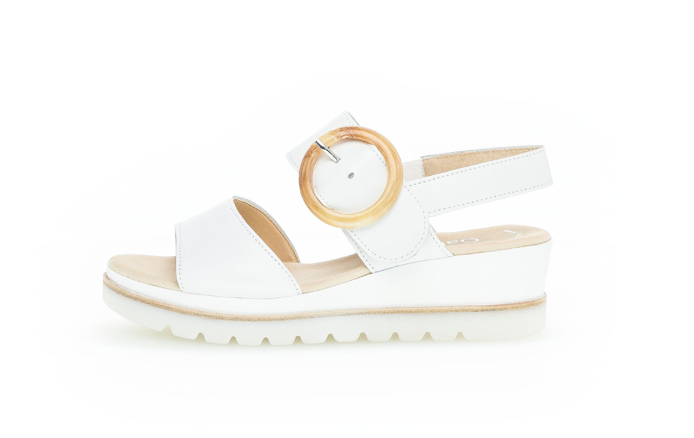 GABOR - 64.645.21 MEDIUM WEDGE SANDAL - WHITE LEATHER