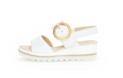 GABOR - 64.645.21 MEDIUM WEDGE SANDAL - WHITE LEATHER