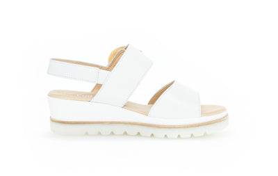 GABOR - 64.645.21 MEDIUM WEDGE SANDAL - WHITE LEATHER