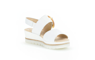 GABOR - 64.645.21 MEDIUM WEDGE SANDAL - WHITE LEATHER