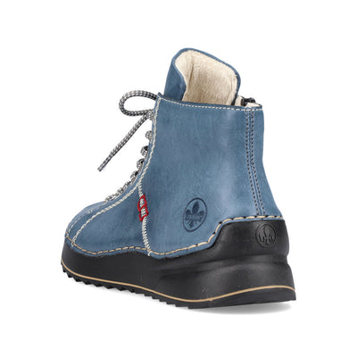 RIEKER - 71510-14 LACED ANKLE BOOT WITH ZIP - BLUE