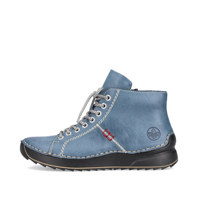 RIEKER - 71510-14 LACED ANKLE BOOT WITH ZIP - BLUE