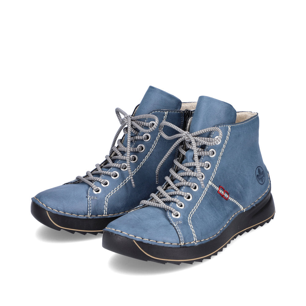 RIEKER - 71510-14 LACED ANKLE BOOT WITH ZIP - BLUE
