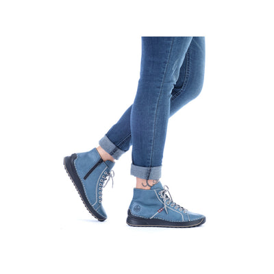 RIEKER - 71510-14 LACED ANKLE BOOT WITH ZIP - BLUE