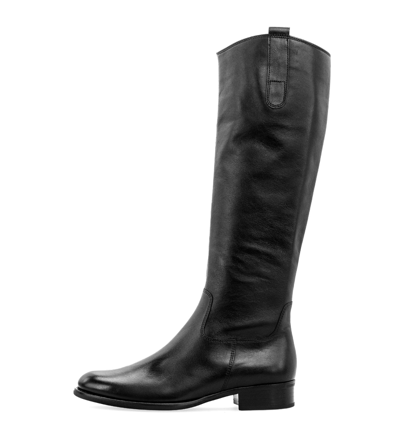 GABOR - 71.648.27 LOW HEEL LONG BOOT - BLACK LEATHER