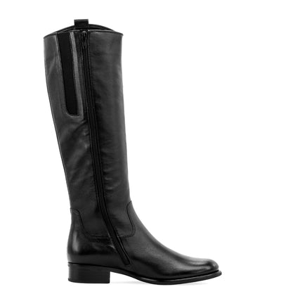 GABOR - 71.648.27 LOW HEEL LONG BOOT - BLACK LEATHER