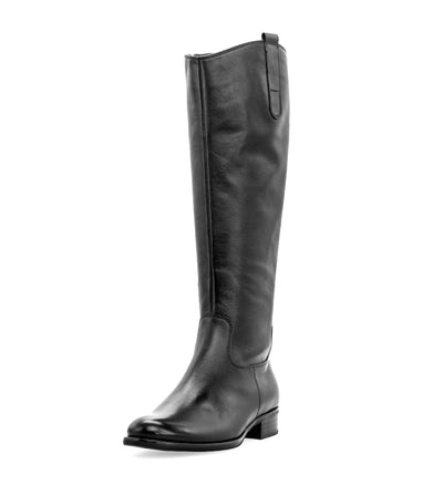 GABOR - 71.648.27 LOW HEEL LONG BOOT - BLACK LEATHER