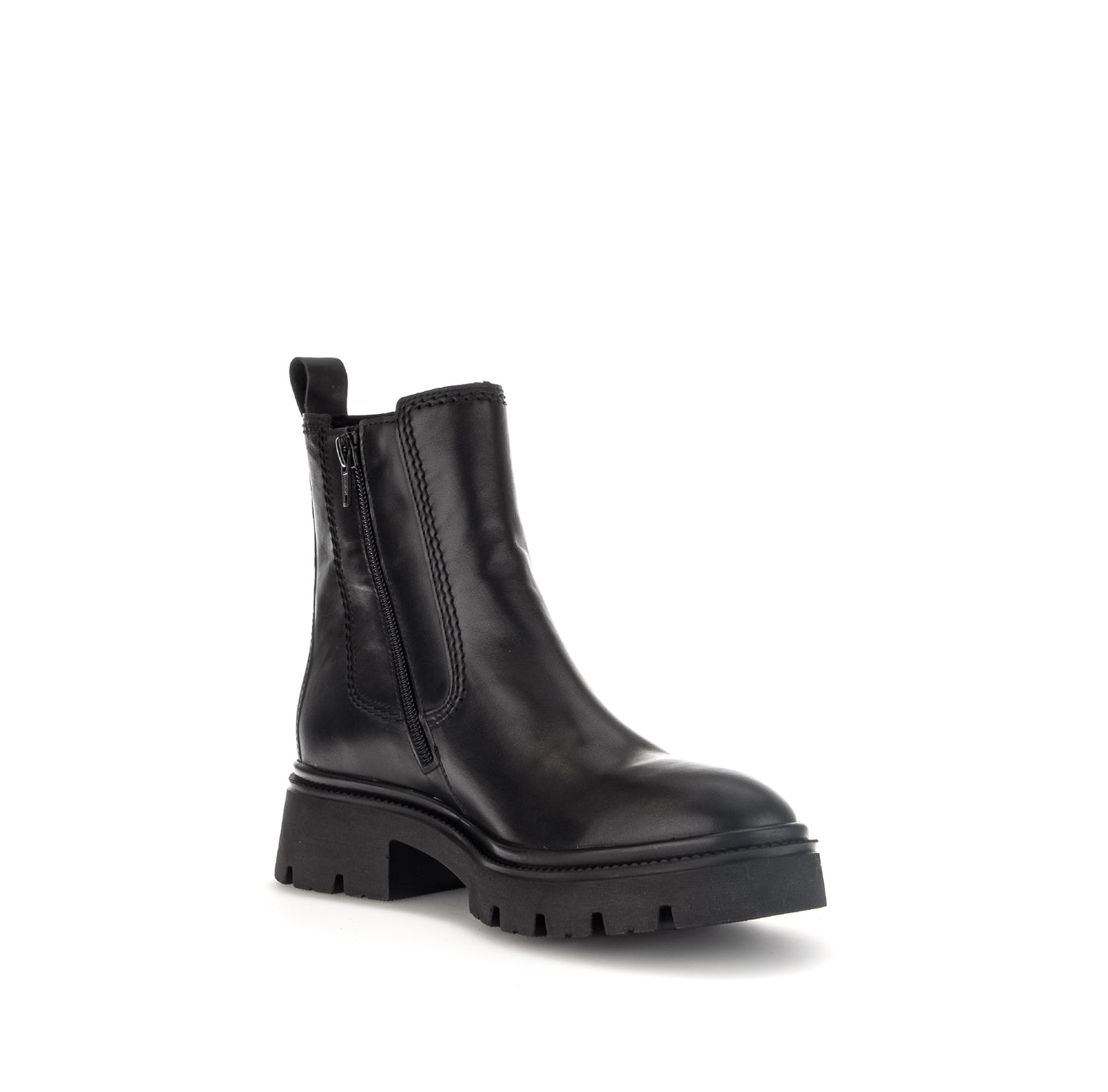 GABOR - 71.850.27 CHUNKY ZIP ANKLE BOOT - BLACK LEATHER