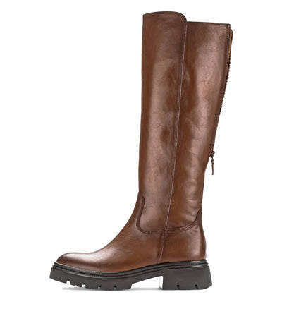GABOR - 71.859.24 FLAT FULL-LENGTH CHUNKY (ZIP) BOOT - TAN LEATHER