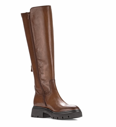 GABOR - 71.859.24 FLAT FULL-LENGTH CHUNKY (ZIP) BOOT - TAN LEATHER