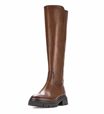 GABOR - 71.859.24 FLAT FULL-LENGTH CHUNKY (ZIP) BOOT - TAN LEATHER