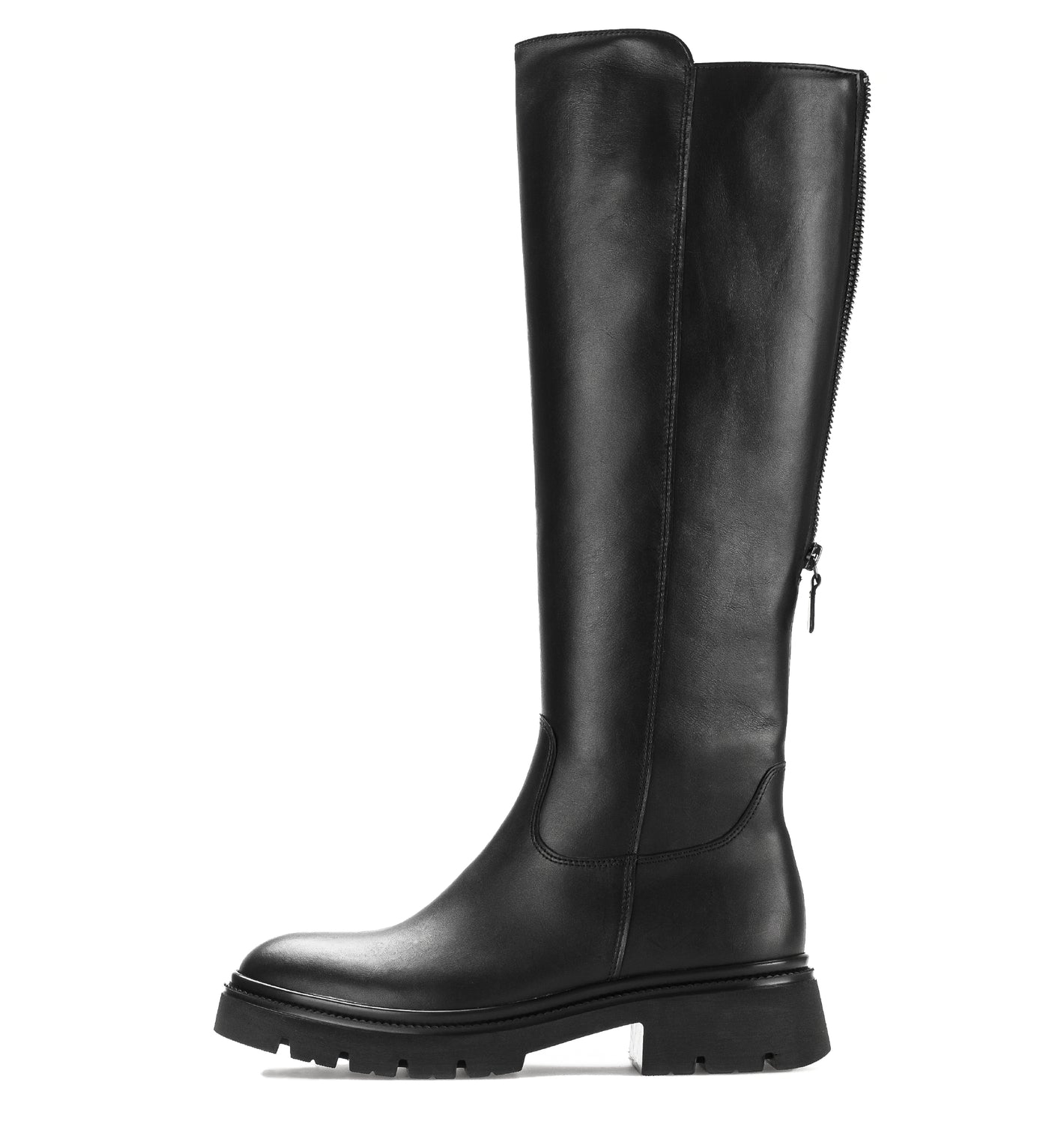 GABOR - 71.859.27 FLAT FULL-LENGTH CHUNKY BOOT - BLACK LEATHER