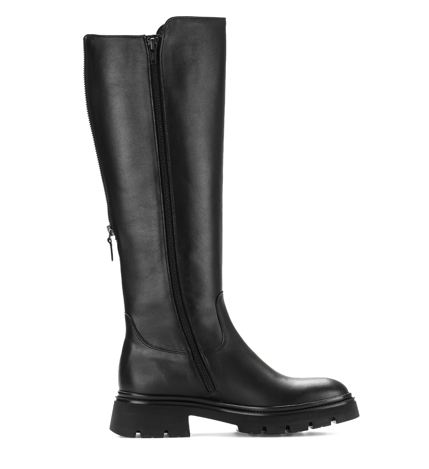 GABOR - 71.859.27 FLAT FULL-LENGTH CHUNKY BOOT - BLACK LEATHER