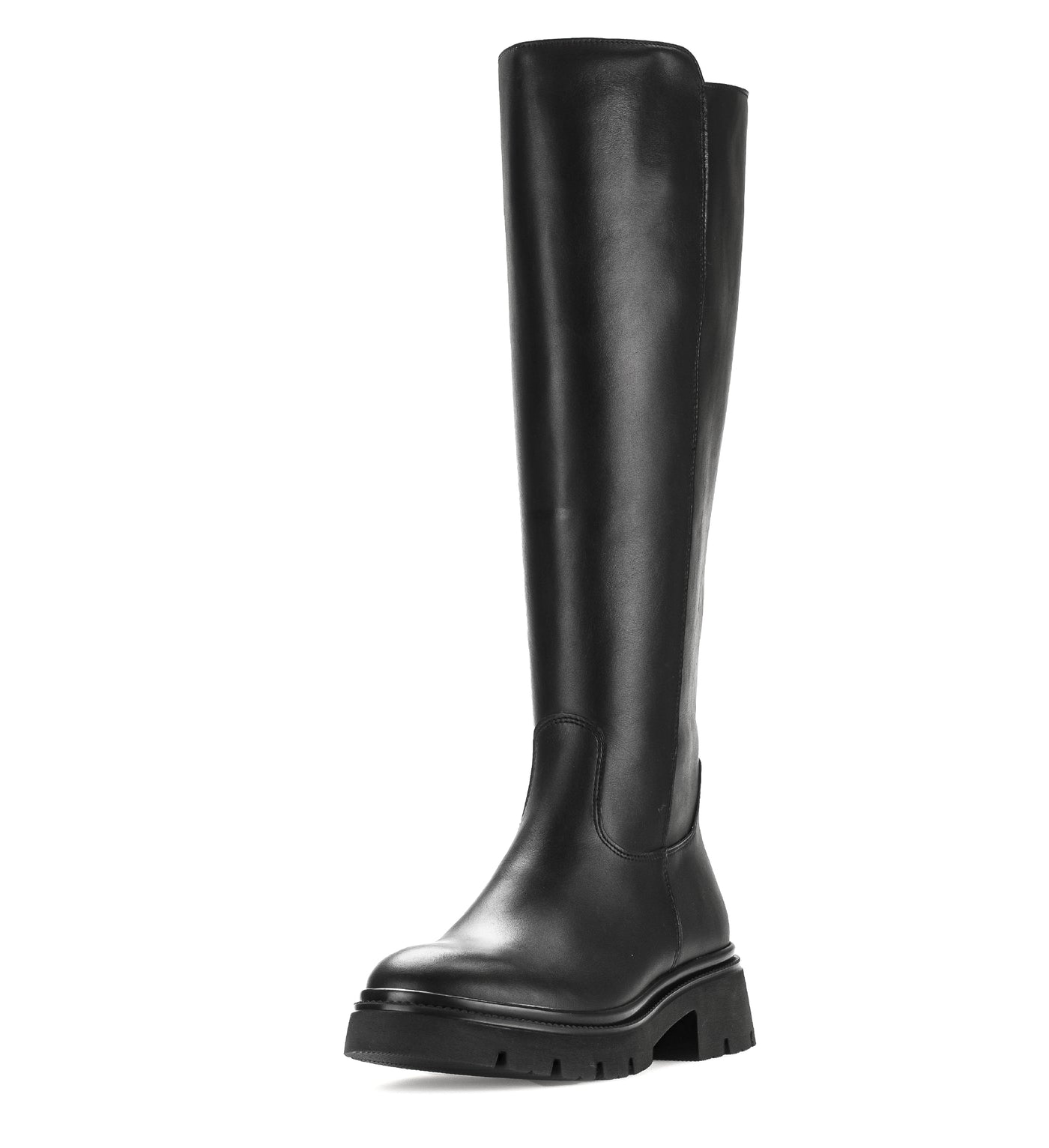 GABOR - 71.859.27 FLAT FULL-LENGTH CHUNKY BOOT - BLACK LEATHER