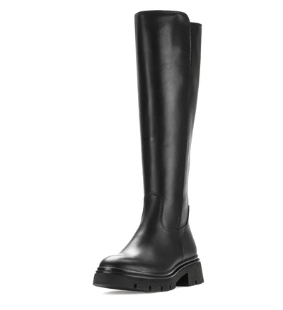 GABOR - 71.859.27 FLAT FULL-LENGTH CHUNKY BOOT - BLACK LEATHER