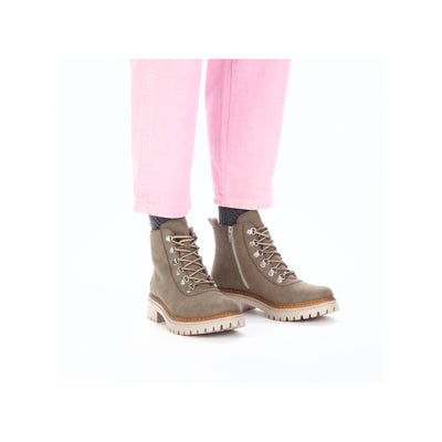 RIEKER - 72624-64 LOW HEL ZIP/LACE COSYLINED ANKLE BOOT - TAUPE