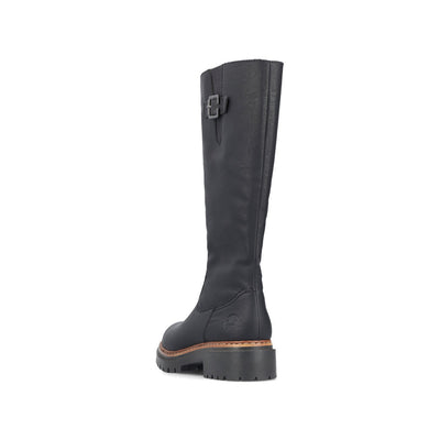 RIEKER - 72694-00 CHUNKY LOW HEEL FULL-LENGTH COSY-LINED BOOT - BLACK