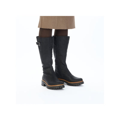 RIEKER - 72694-00 CHUNKY LOW HEEL FULL-LENGTH COSY-LINED BOOT - BLACK