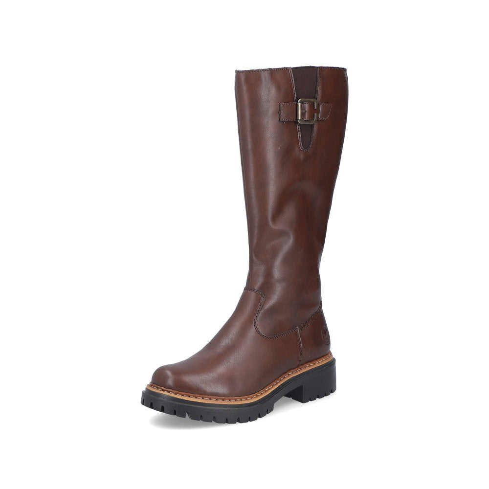 Rieker Low Heel Cosy-Lined Chunky Brown Boot - Model 72694-25