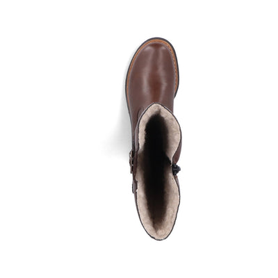 Rieker Low Heel Cosy-Lined Chunky Brown Boot - Model 72694-25