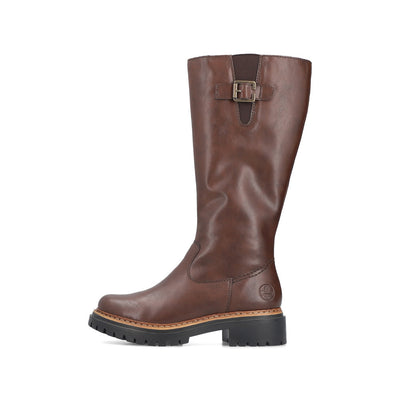Rieker Low Heel Cosy-Lined Chunky Brown Boot - Model 72694-25