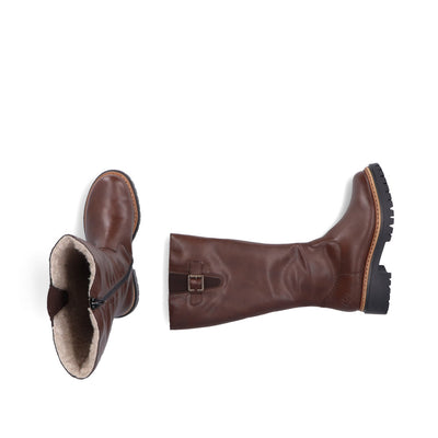 Rieker Low Heel Cosy-Lined Chunky Brown Boot - Model 72694-25