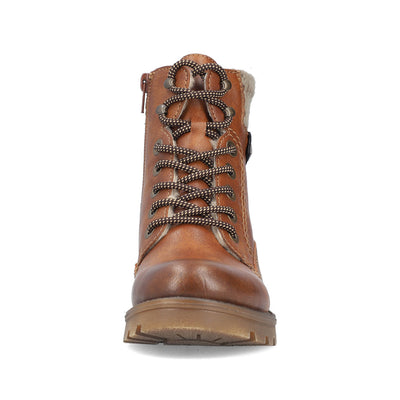 RIEKER - 73220-24 KNIT COLLAR RIEKER TEX LACE/ZIP ANKLE BOOT - TAN