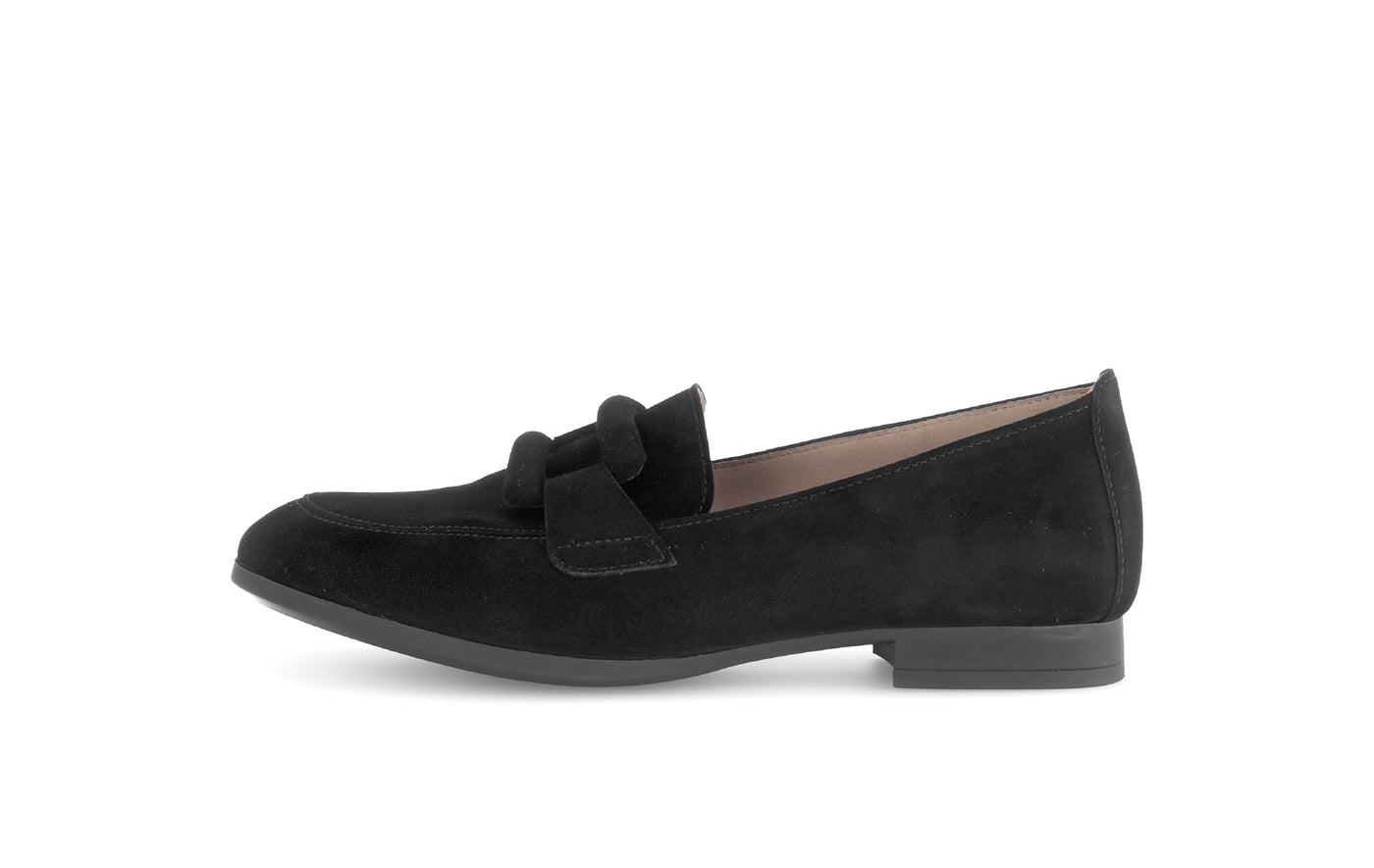 Gabor 75.273.17 Black Suede Flat Loafers for Women