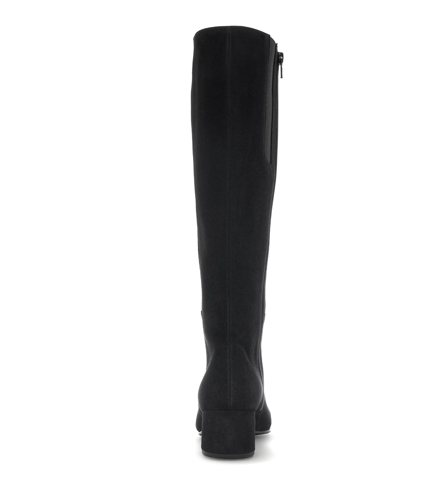 GABOR - 75.689.17 MEDIUM HEEL LONG ZIP BOOT - BLACK SUEDE