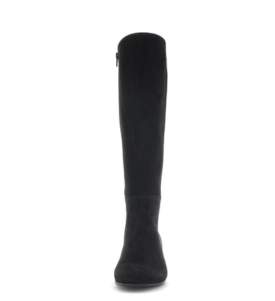 GABOR - 75.689.17 MEDIUM HEEL LONG ZIP BOOT - BLACK SUEDE