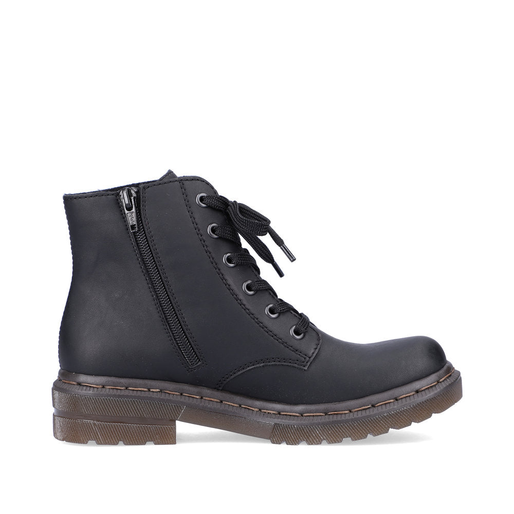 RIEKER - 78240-00 ZIP/LACE CHUNKY BOOT - BLACK