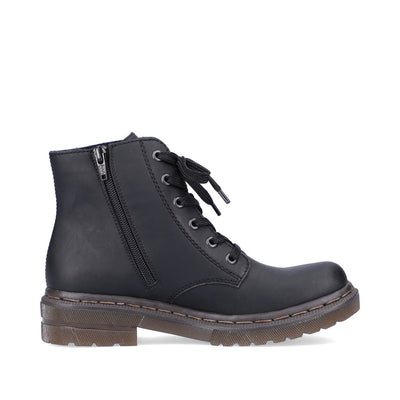 RIEKER - 78240-00 ZIP/LACE CHUNKY BOOT - BLACK