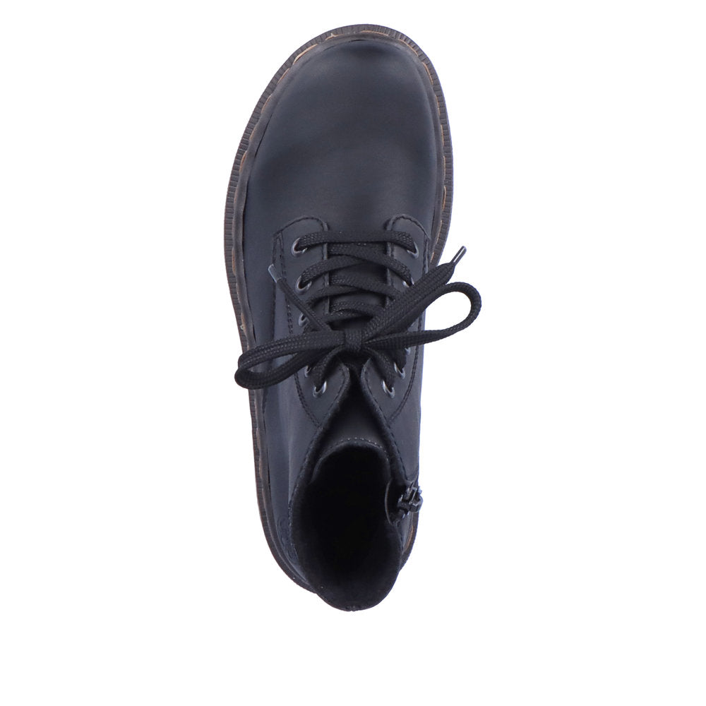 RIEKER - 78240-00 ZIP/LACE CHUNKY BOOT - BLACK