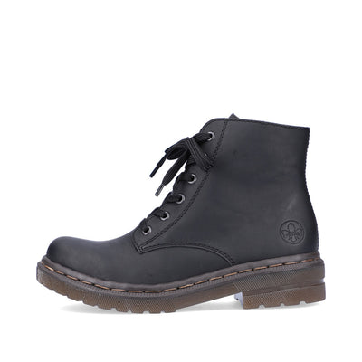 RIEKER - 78240-00 ZIP/LACE CHUNKY BOOT - BLACK