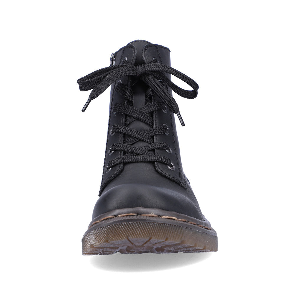 RIEKER - 78240-00 ZIP/LACE CHUNKY BOOT - BLACK