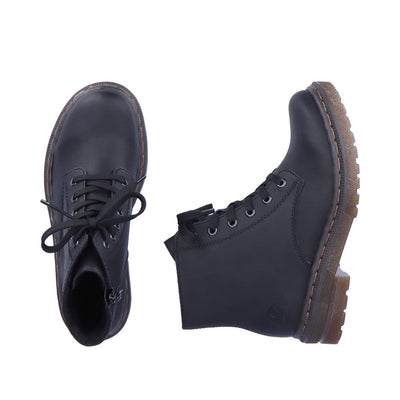 RIEKER - 78240-00 ZIP/LACE CHUNKY BOOT - BLACK