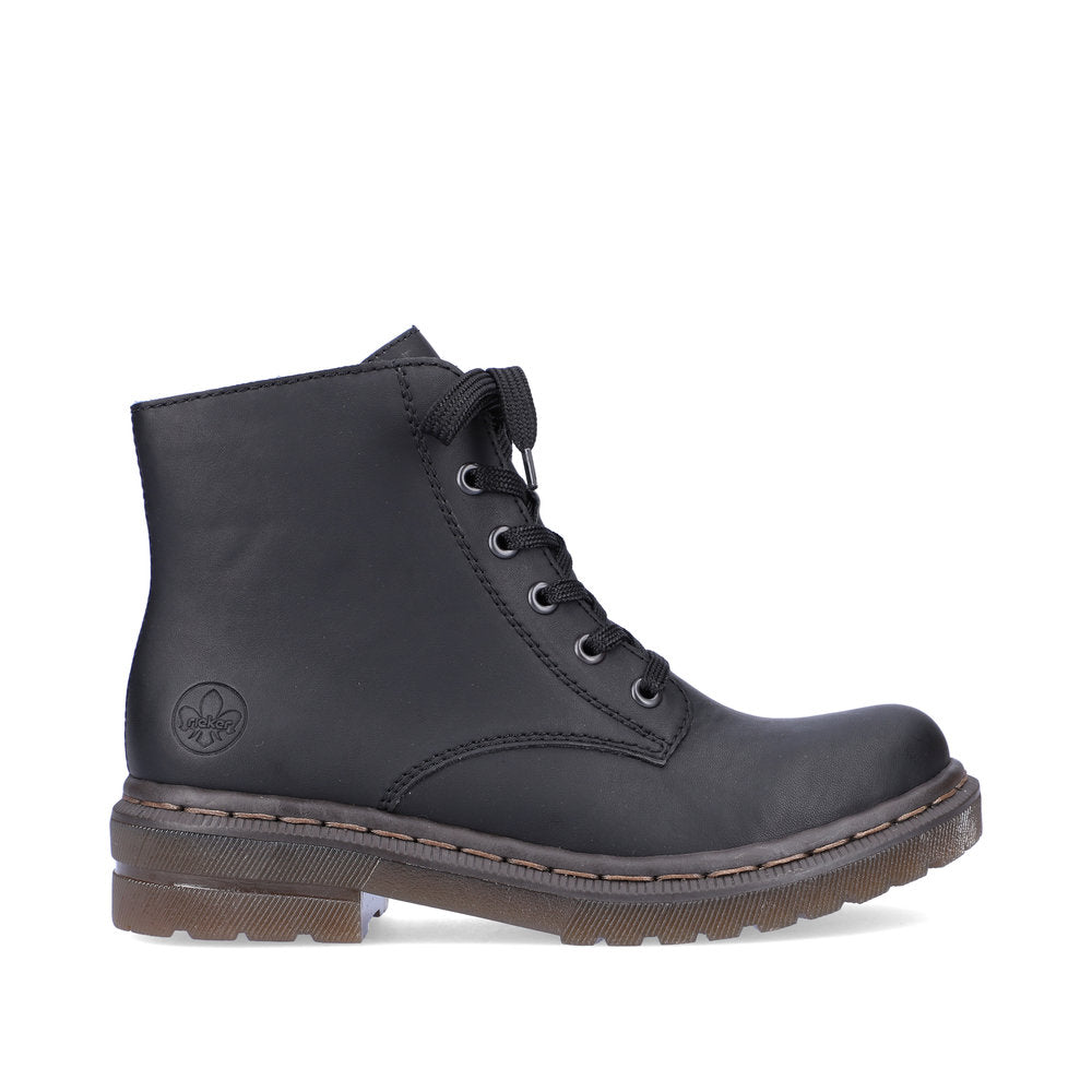 RIEKER - 78240-00 ZIP/LACE CHUNKY BOOT - BLACK