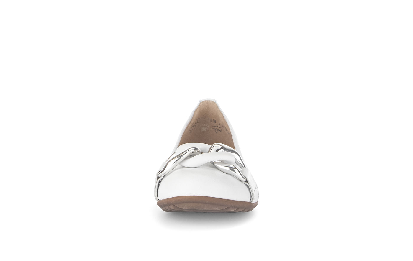 GABOR - 82.625.50 FLAT SHOE WITH CHAIN DETAIL - WHITE LEATHER