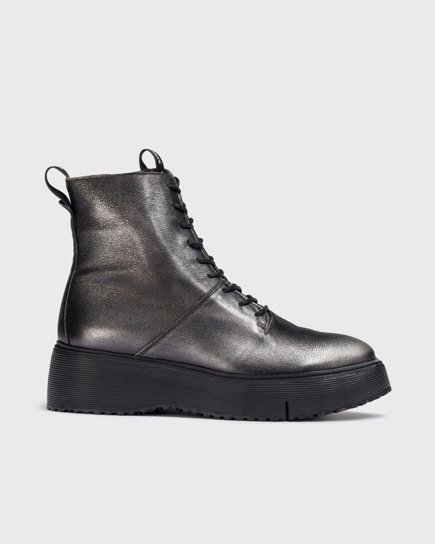 WONDERS - A-9350 LACED WEDGE ANKLE BOOT WITH SIDE ZIP - PEWTER