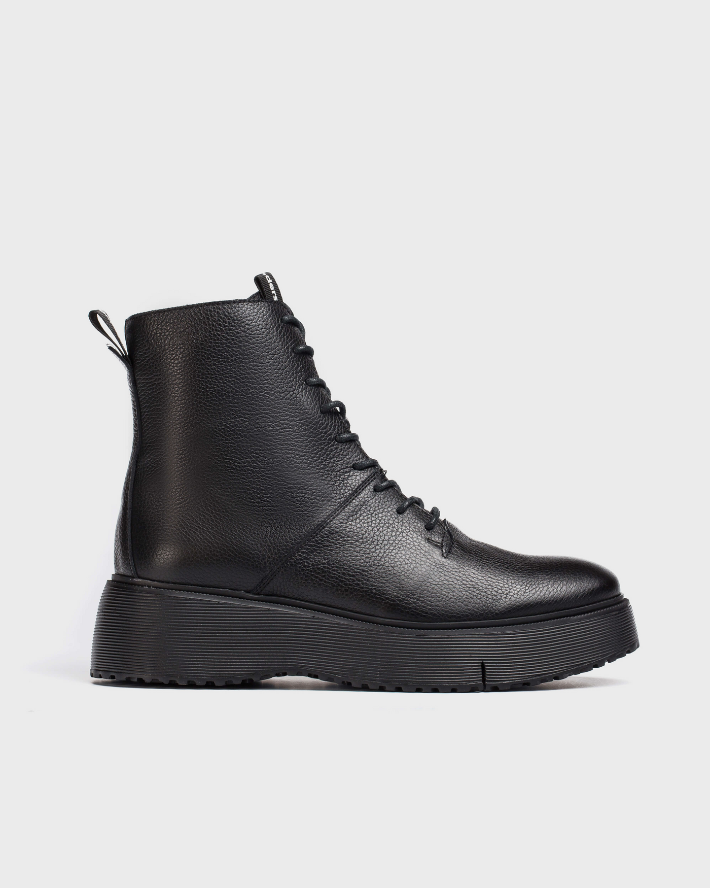 WONDERS A-9350 - LACE UP WEDGE ANKLE BOOT WITH SIDE ZIP - BLACK LEATHER
