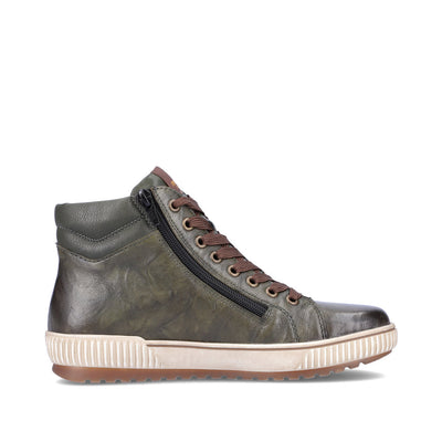 REMONTE - D0772-52 FLAT LACED/ZIP ANKLE BOOT - GREEN