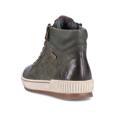 REMONTE - D0772-52 FLAT LACED/ZIP ANKLE BOOT - GREEN