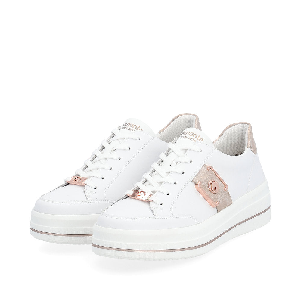 REMONTE - D1C02-80 LACED PLATFORM SHOE - WHITE COMBI