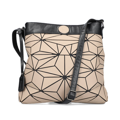 RIEKER - H1316-62 CROSSBODY BAG WITH GEOMETRIC DETAIL - BLACK/TAUPE