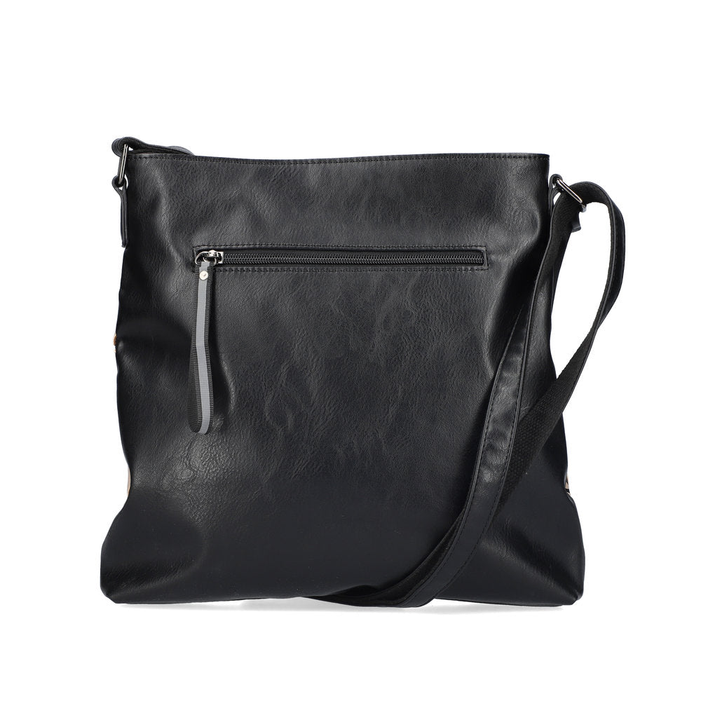 RIEKER - H1316-62 CROSSBODY BAG WITH GEOMETRIC DETAIL - BLACK/TAUPE