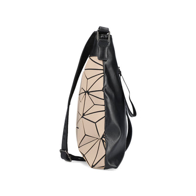 RIEKER - H1316-62 CROSSBODY BAG WITH GEOMETRIC DETAIL - BLACK/TAUPE